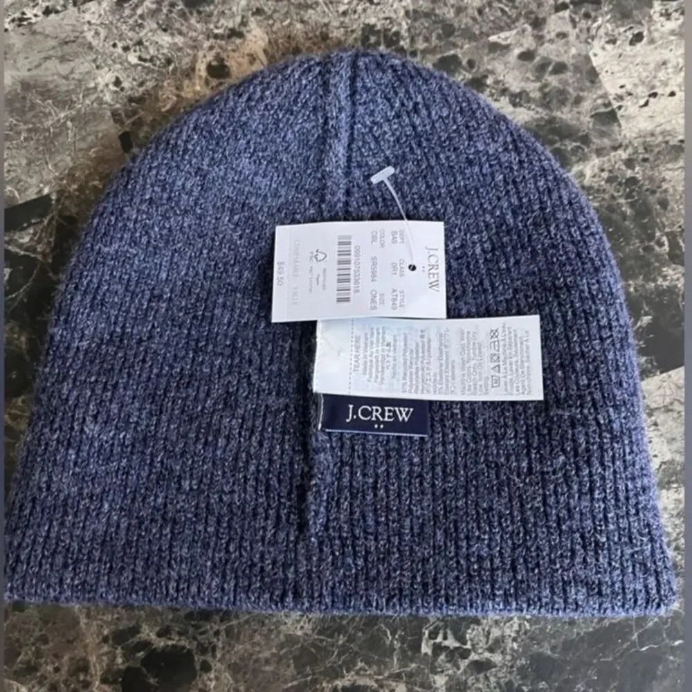 J. Crew Men's Soft Knit Beanie Hat Winter Navy Grey